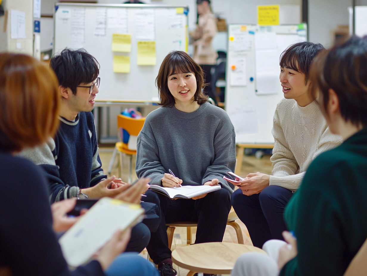 社員が褒め合っている様子